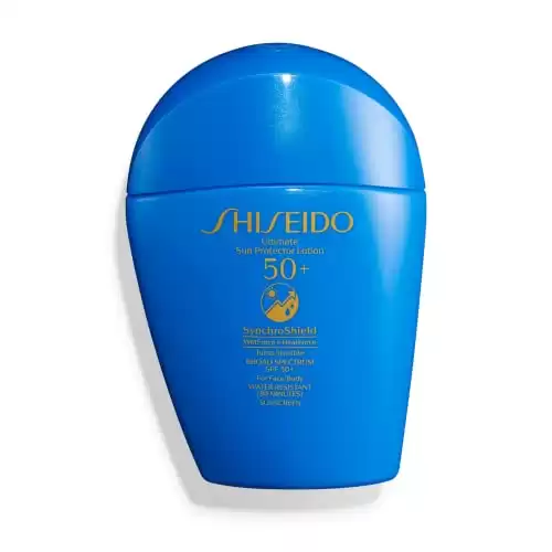 Shiseido Ultimate Sun Protector Lotion - Mini Size, 50 mL - Invisible Broad-Spectrum SPF 50+ Sunscreen for Face & Body - Lightweight Formula - All Skin Types
